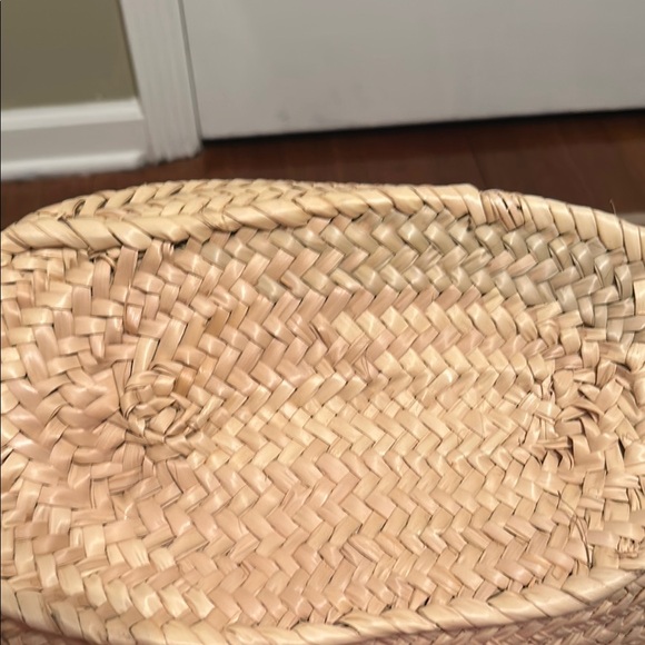 Woven Tote Bag with Brown Handles - Picture 6 of 6